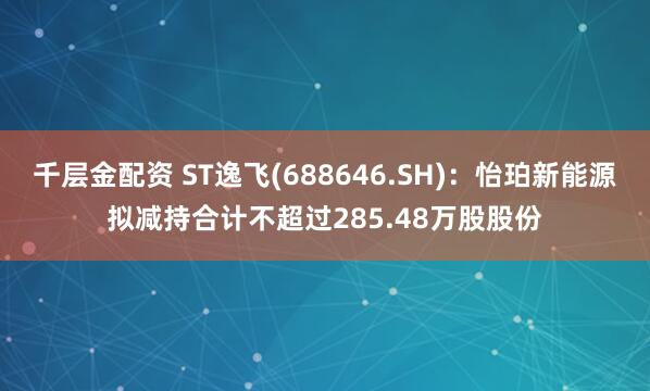 千层金配资 ST逸飞(688646.SH)：怡珀新能源拟减持合计不超过285.48万股股份